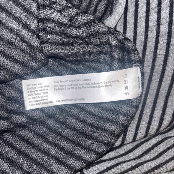 Eileen Fisher Loungewear Set- Striped Tencel Blend Gray and Black Top & Pants - Picture 14 of 15